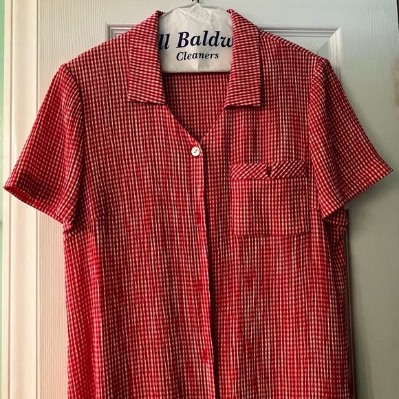 Talbots Red and White Gingham Maxi Shirt Dress - Picture 6 of 10